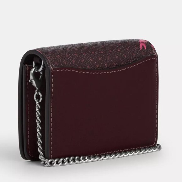 🎁 Coach Mini Wallet On A Chain With Bow Print - Picture 2 of 10